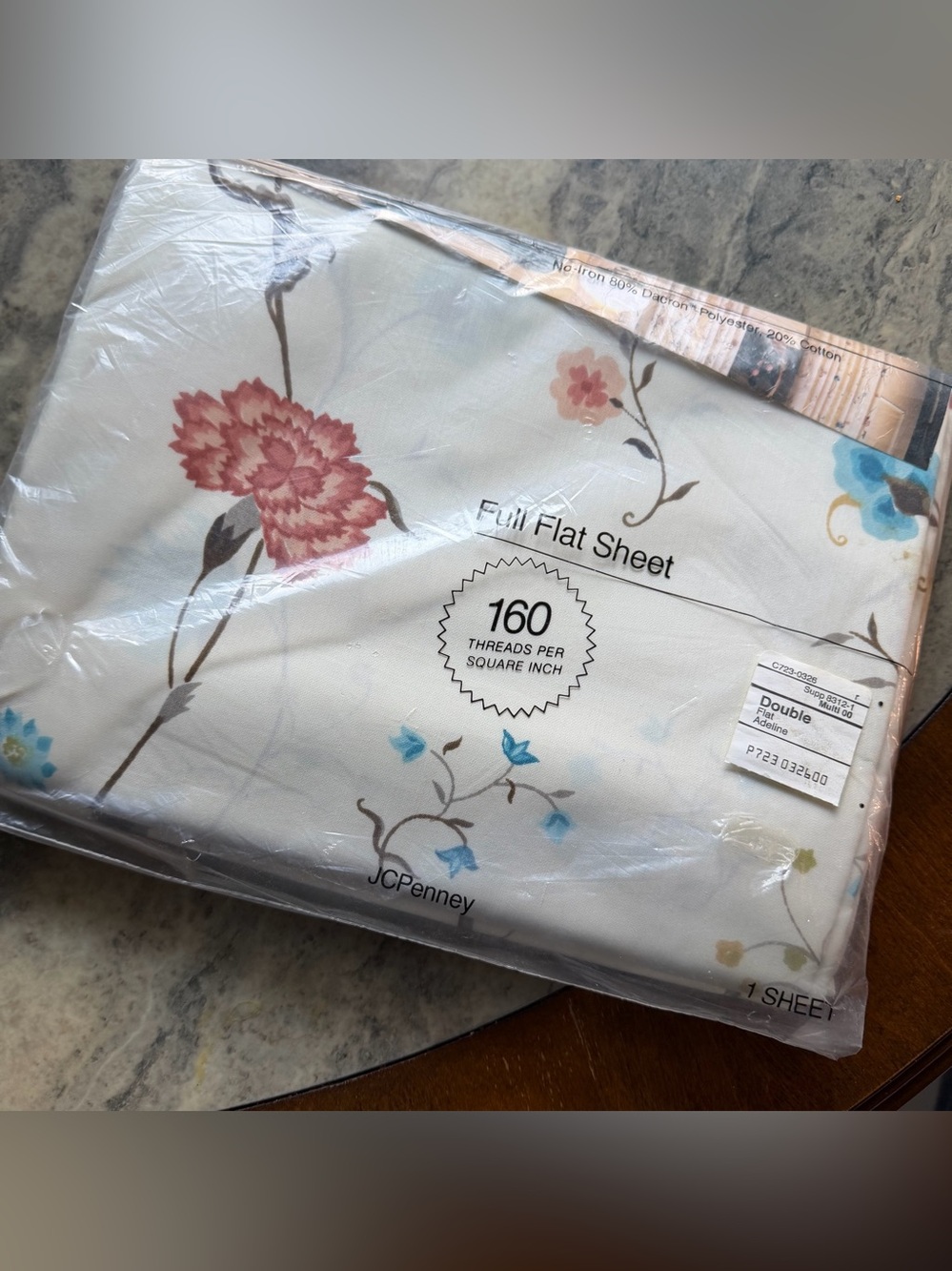 Vintage Deadstock JCPenny Adeline Floral Full Flat Sheet USA New cottage core